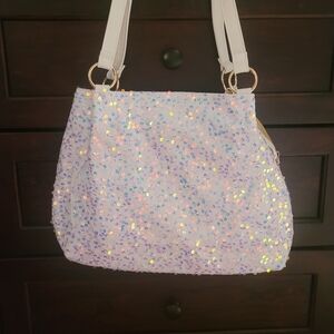 Sequin White and Purple Women's Bag